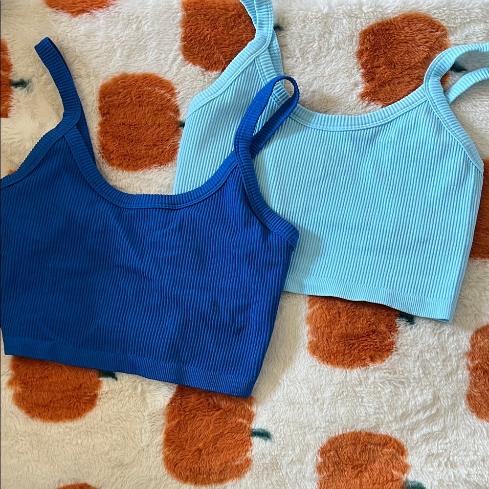 SHEIN Blue and Light Blue Crop Tops